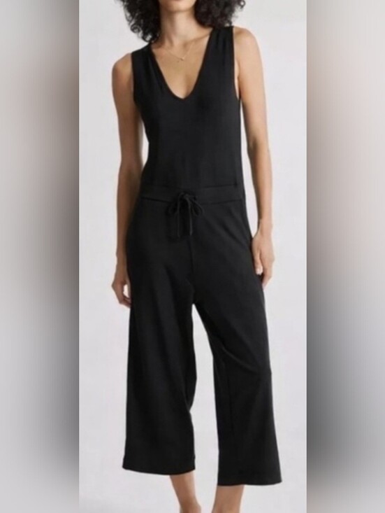 Quince Pants - Quince French Terry Modal Sleeveless Jumpsuit Black EUC Size XL
